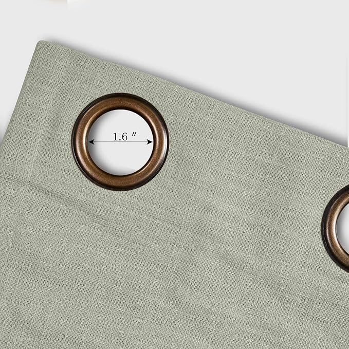 ChadMade 50W x 84L Inch Grey Faux Linen Curtain Drapes with Blackout Lining, Room Darkening Antique Bronze Grommet Curtain for Sliding Glass Door Patio Door Living Room (1 Panel)