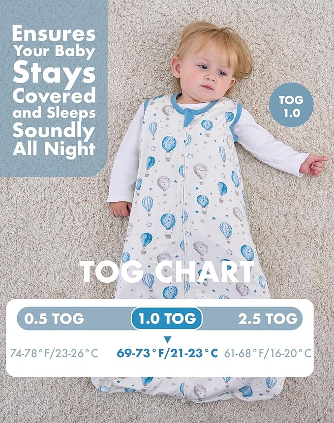 FJORHAL Rayon Made from Bamboo Sleep Sack – TOG 1.0 Soft Wearable Blanket for Infants & Toddlers