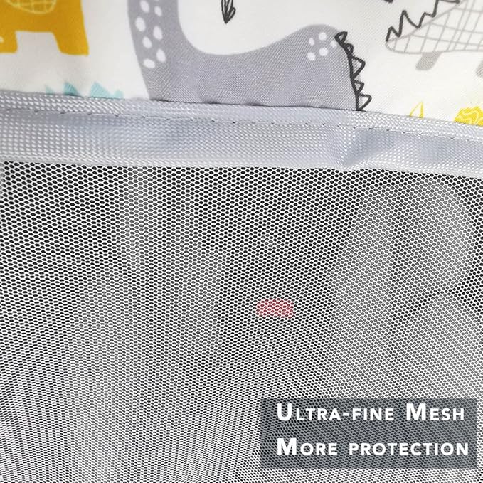 Mosquito Net for Baby CarSeat –Car seat net for Newborn Carrier –Breathable mesh net for Infant Car Seats, Stroller and Bassinets, Carrier, Elastic Edge, Kick Proof, Dinosaur, White, Patent Design