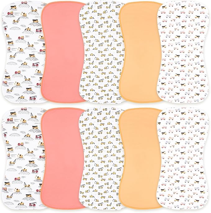 Benoxine 10-Pack Burp Cloths for Baby Boys and Girls - Organic Baby Burp Cloth,Baby Washcloths, Burp Rags, Large Neutral Burp Clothes for Newborn