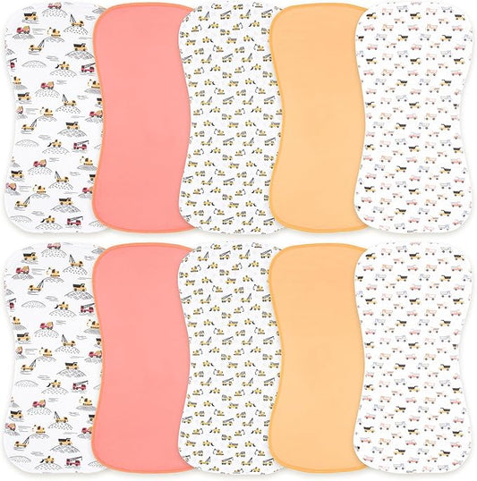 Benoxine 10-Pack Burp Cloths for Baby Boys and Girls - Organic Baby Burp Cloth,Baby Washcloths, Burp Rags, Large Neutral Burp Clothes for Newborn