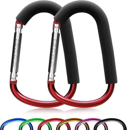 sprookber 6.7 Inch Large Stroller Hooks for Diaper Bags & Purses, Heavy Duty Mommy Hooks for Shopping, Grocery, Backpack – Baby Stroller Accessories, Set of 2 (Red)