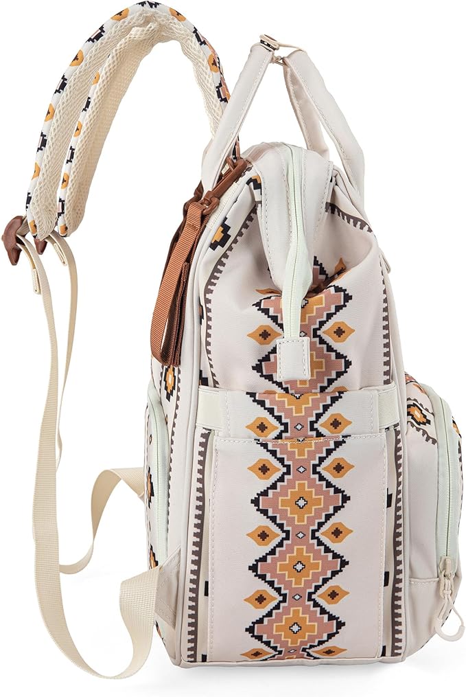 Montana West Wrangler Diaper Bag Backpack Aztec Travel Backpack Purses Western Multi-Function Baby Bags for Mom with Waterproof Insulated Pockets