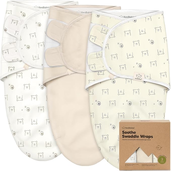 3-Pack Organic Baby Swaddle Sleep Sacks - Swaddles for Newborns, Infant 0-3 Months, Baby Girls, Boys, Soft & Snug Newborn Sleep Sack, Nursery Swaddling Blankets (Bumble Bear)