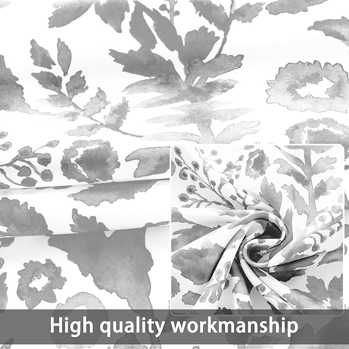 DriftAway Julia Watercolor Blackout Room Darkening Lined Thermal Insulated Energy Saving Window Curtains 2 Layers 2 Panels Each Size 52 Inch by 36 Inch Gray