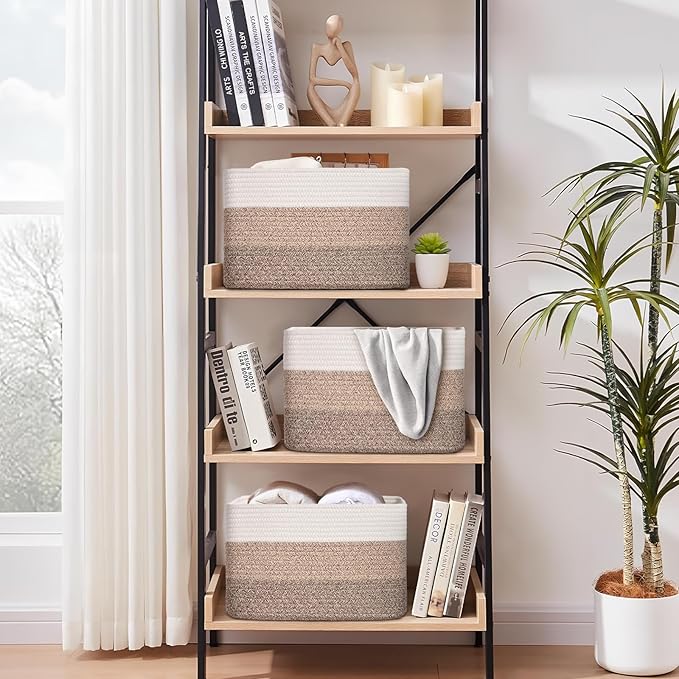 Woven Storage Baskets, Baskets for Organizing, 3 Pack Woven Basket for Storage, Storage Baskets for Shelf, Towel, Toy, Book, Closet, Baby 15"×10"×9"