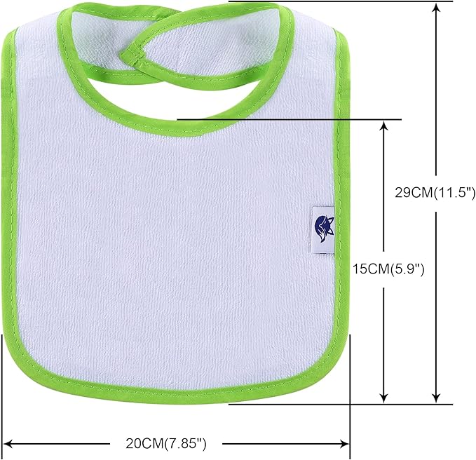 Nvatorfox 12 Pack Terry Drool Cotton Bibs, Unisex Baby Bibs with Fiber Filling Waterproof for Feeding, Teething, Drooling