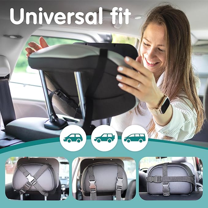 Onco Baby Car Mirror Rear Facing (2 Pack) - 100% Shatterproof & Shakeproof, Award-Winning Convex Car Mirror for Baby with 360° Rotation, Newborn Essentials (9.6 x 6.9 in)