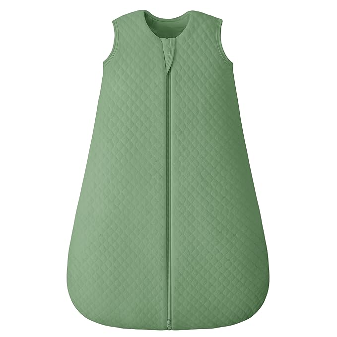 FIEMOL Baby Sleep Sack 18-24 Months 2.5 TOG, Winter Cotton Sleeping Sack Newborn and Infant, Warm Quilted Baby Wearable Blanket, Toddler Sleeping Bag with 2-Way Zipper Green 1 Pack