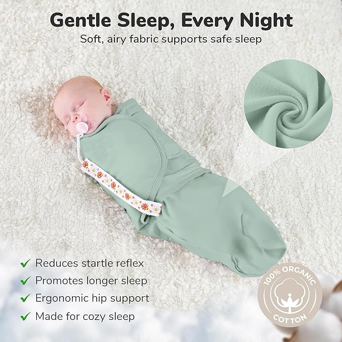 Mama Cheetah Baby Swaddle Sack, Organic Cotton Swaddle Blanket, Adjustable Swaddle Sleep Sacks, Easy Swaddles for Boy Girl 0-3 Month, Baby Essentials, 4-Pack, Neutral Bliss