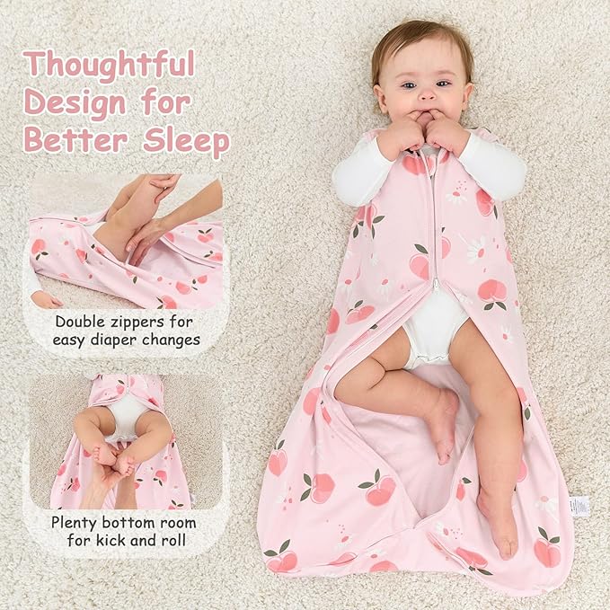 Looxii Baby Sleep Sack 0.5 TOG, 100% Cotton 3 Pack Wearable Blanket Baby Sleep Bag for Newborn Infant, 2-Way Zipper Lightweight Toddler Sleeping Sack 6-12 Months
