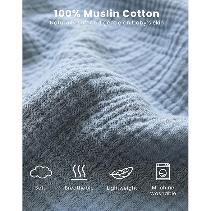 Konssy Muslin Baby Sleep Sack 18-24 Months 0.8 TOG, 2 Pack 100% Cotton Wearable Blanket for Babies, 2-Way Zipper Breathable Sleeping Sack Infant Toddler Essentials for Girls and Boys (Star, Blue)