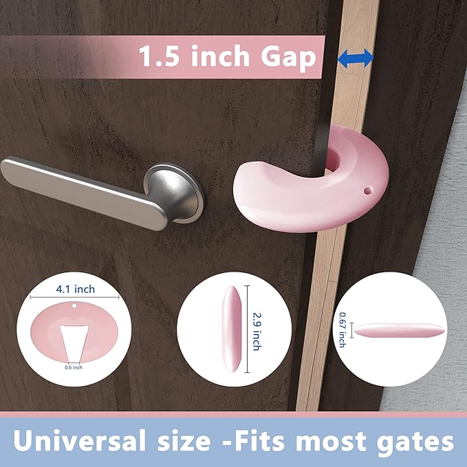 Door Pinch Guard and Door Slam Stopper, Durable Silicone Door Finger Pinch Guard, Prevents Slamming on Even Heavy Doors, Non-Toxic & Pet Friendly, 4 Packs Pink.