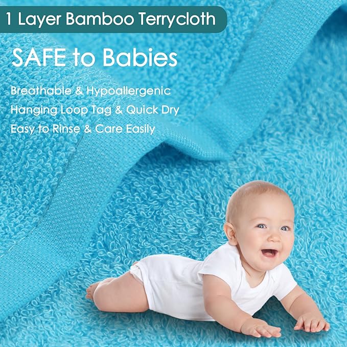 Baby Washcloths 6 Pack, 10x10 inch Heavenly Soft Blue Wash Cloths for Face and Body, Gentle & Safe Face Towels on Sensitive Skin, Baby Essentials Shower Gifts for Boy Infant Kid Toddler Children