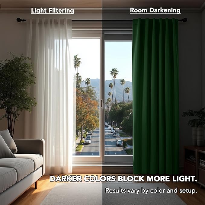 Deconovo Blackout Curtains, Thermal Insulated, W52 x L95 2 Panels, Back Tab, Machine Washable, Room-Darkening Drapes for Bedroom/Living Room Dark Forest