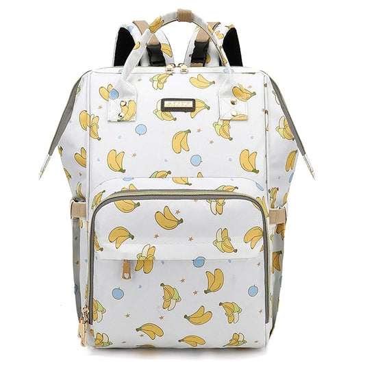 Diaper Bag Backpack, Diaper Bags for Baby Girls Boys, Baby Bags for Moms Dads, Nappy Changing Bag with Insulated Pockets,Multi-functional Waterproof Backpack with Stroller straps -Beige Banana