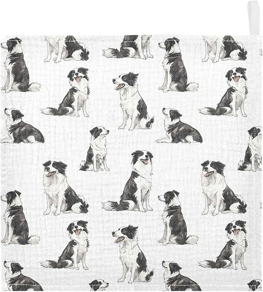 vvfelixl Baby Muslin Washcloths Border Collies Poses Baby Burp Cloths Cotton Babys Face Towel for Newborn Infants Boys Girls Soft and Absorbent 11.8 X 11.8 in, 3 Pack