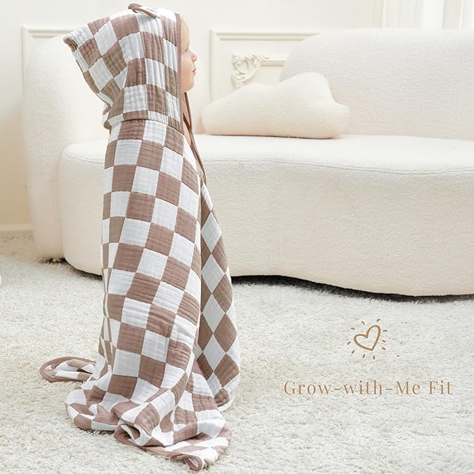 Ultra-Soft Muslin Toddler Hooded Towel - 55 x 28 Inches, Ideal for Bath & Beach, Suitable for Both Boys & Girls from Newborns to Toddlers