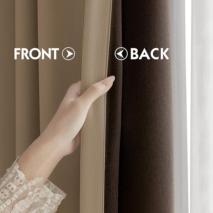 FMFUNCTEX 100% Brown Blackout Patio Sliding Glass Door Curtains 84 inch Length, Grommet Extra Wide Living Room Divider Curtains, Thermal Insulated Curtain Drapes for French Door/Bedroom 1 Panel
