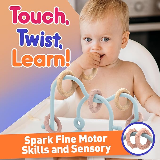 Baby Suction Cup Sensory Toy - Gentle 24hr Adhesion Montessori Sensory Teething Highchair Toy Gift for 0-6 6-12 Months Babies, Interactive Silicone Bath Teether Toys for Infants, Toddlers