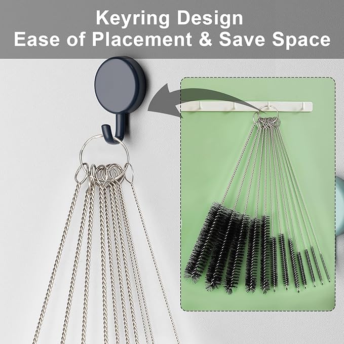 Ixiaoyoo Straw Cleaner Brush Set, 12 Pieces Botthle Cleaning Brush and Nylon Tube Brush Brush, 11.8 Inch Long Cleaning Brush Kit for Water Bottle, Straws on Tumbler, Sippy Cup, Tea Pot Spout