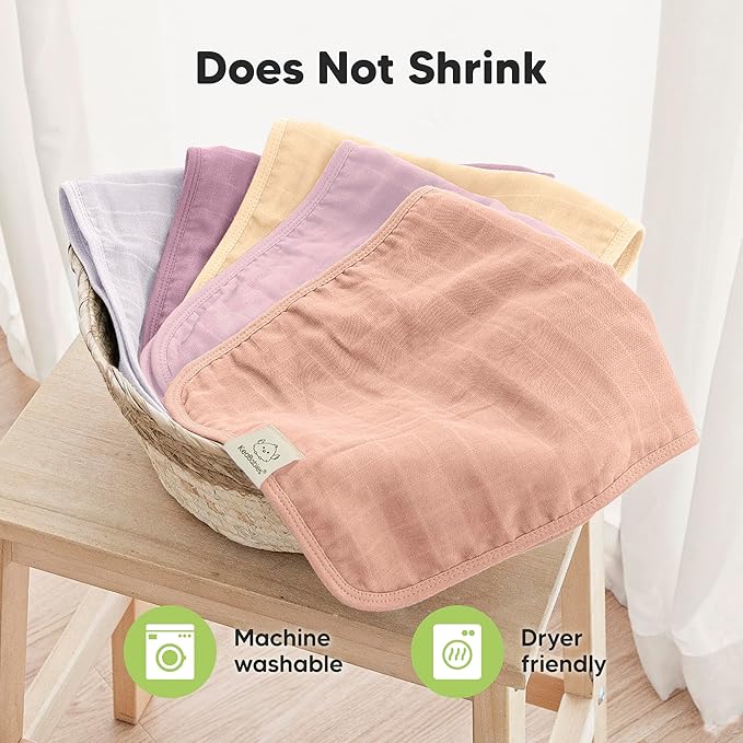 KeaBabies Cotton Muslin Burp Cloths Baby Boy, Girl - 5-Pack Soft & Absorbent Burping Cloth for Babies, Large Baby Towels & Washcloths for Newborn, Spit Up Rags, No Shrink, 20x10" (Lavender)