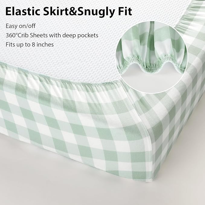 Baby Crib Sheets for Boys and Girls, 3 Pack Fitted Crib Sheets Neutral for 52”x28” Standard Crib and Toddler Mattresses, Ultra Soft & Silky Smooth Microfiber Green Forest Bear