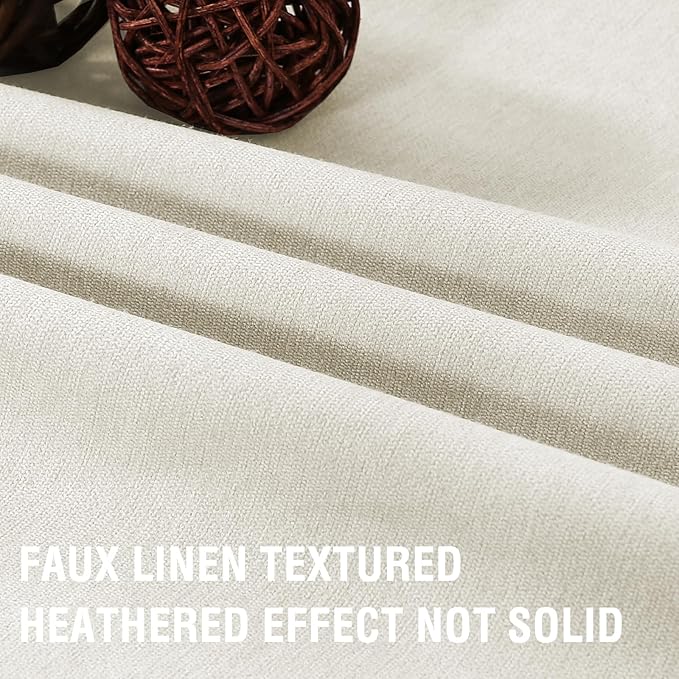 H.VERSAILTEX Energy-Saving Full Blackout Linen Curtains with Grommets, Perfect for Bedroom and Living Room Comfort Insulated Curtains for Winter 2 Panel Sets, 52x96 Inch, Heather Pale Oak(Not Solid)