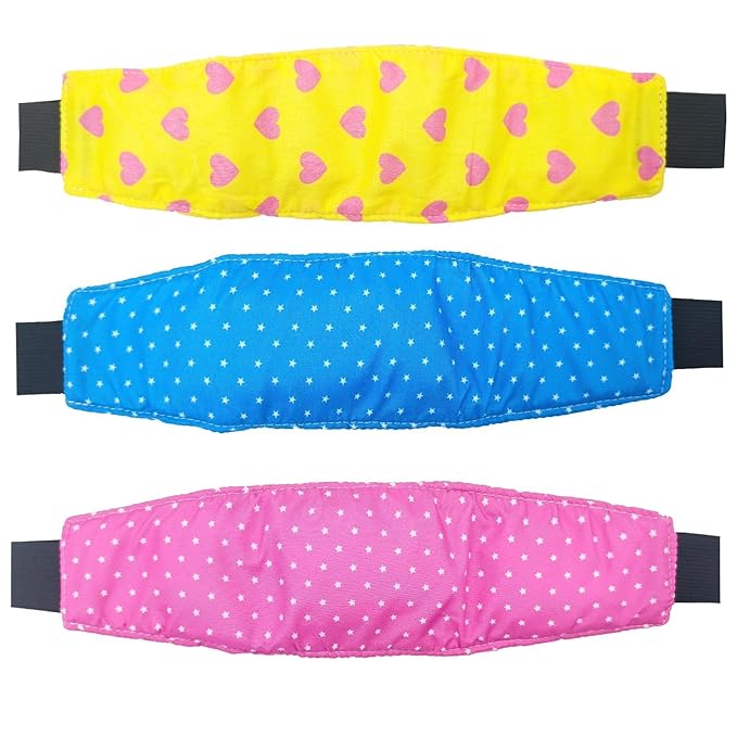 3 PCS Head Support for Stroller and Car Seat Adjustable Headband Strap and Pillow for Comfortable Sleeping and Travel for Toddlers Kids and Infants(Pink Blue Yellow)