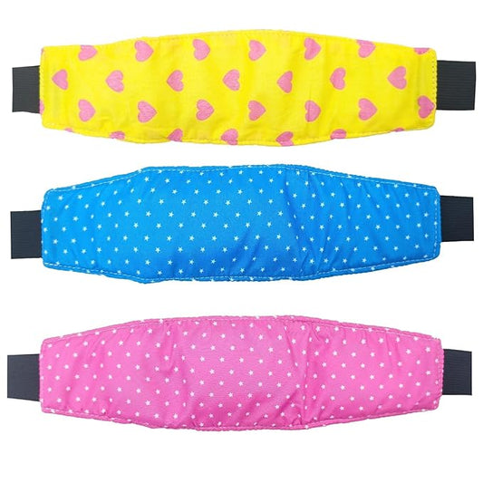 3 PCS Head Support for Stroller and Car Seat Adjustable Headband Strap and Pillow for Comfortable Sleeping and Travel for Toddlers Kids and Infants(Pink Blue Yellow)