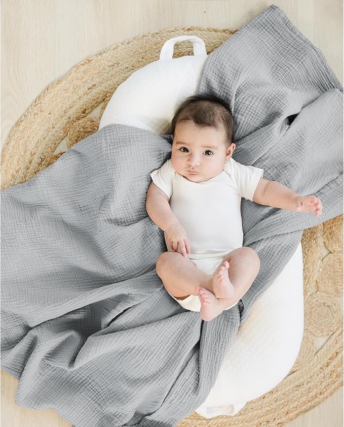 Konssy 3 Pack Muslin Swaddle Blankets for Unisex, Newborn Receiving Blanket, Large 47 x 47 inches, Soft Breathable Muslin Baby Swaddles for Boys & Girls