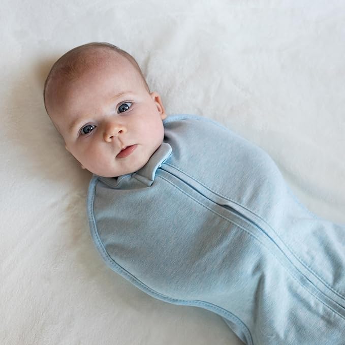 Woombie Grow with Me Baby Swaddle, Convertible Swaddle Fits Babies 0-9 Months, Expands to Wearable Blanket for Babies up to 18 Months, Blue Lanterns