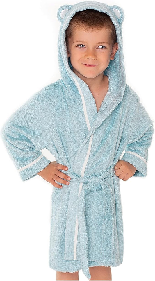 Premium Soft Toddler Bathrobe - Rayon from Bamboo Toddler Robe with Hood - Kids Boys & Girls Robe