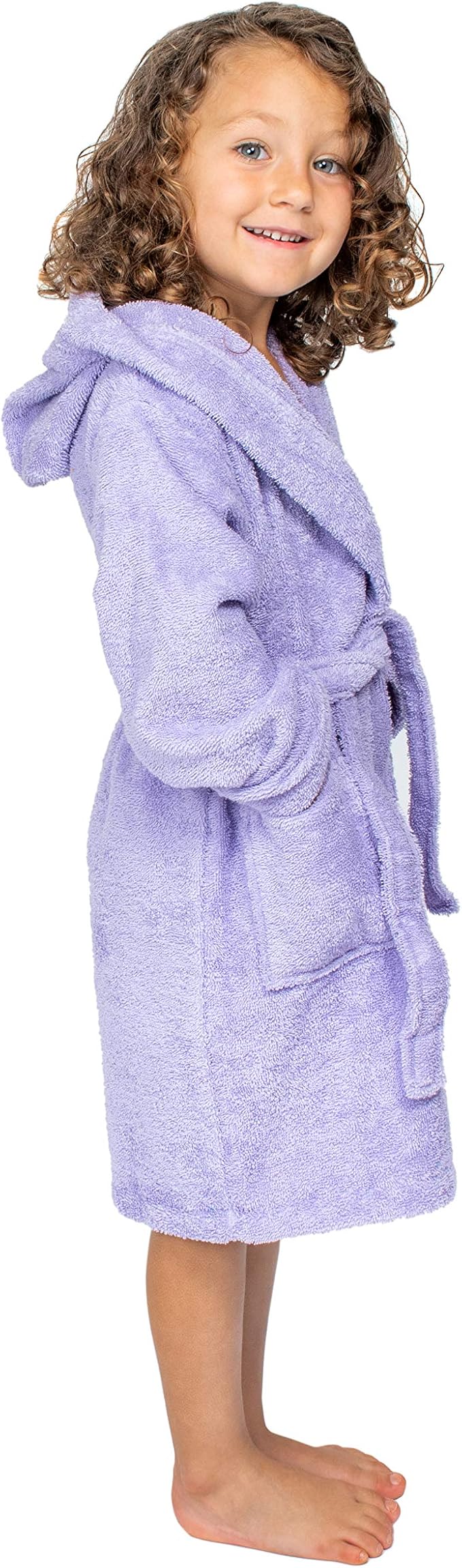 BAGNO MILANO Kids Organic Turkish Cotton Hooded Beach Cover-Up Towel, GOTS Certified, for Boys and Girls (Purple, 13-15 Years)