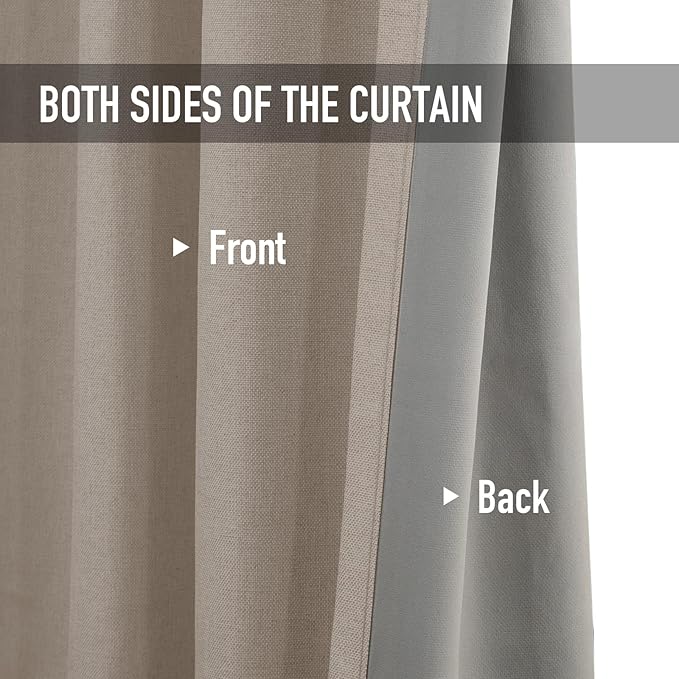 100% Blackout Shield Linen Blackout Curtains for Bedroom, Faux Linen Grommet Curtains for Living Room, Thermal Insulated Room Darkening Drapes for Nursery, Boho Home Decor, 50" W x 102" L, 2 Panels