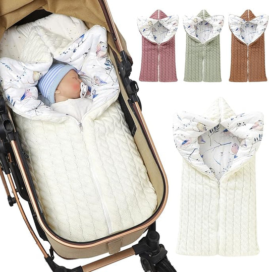 Yanmucy Baby Swaddle Blanket Multifunction Wrap Knitted Sleeping Bag Newborn Baby Receiving Blankets Stroller Wrap for 0-12 Months (Beige)