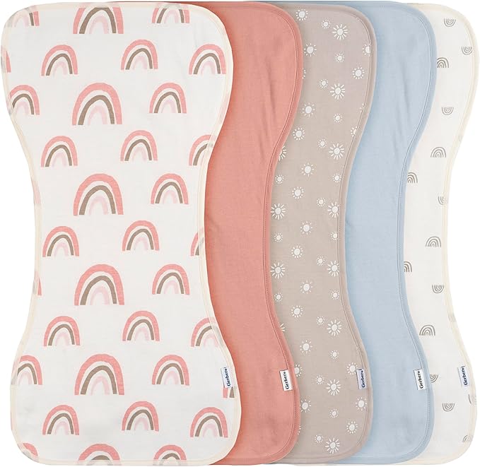 Gerber Baby Unisex Burp Cloths 60-Pack, Pink Rainbows, Size 10.5" x 21"