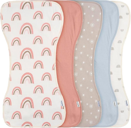 Gerber Baby Unisex Burp Cloths 60-Pack, Pink Rainbows, Size 10.5" x 21"