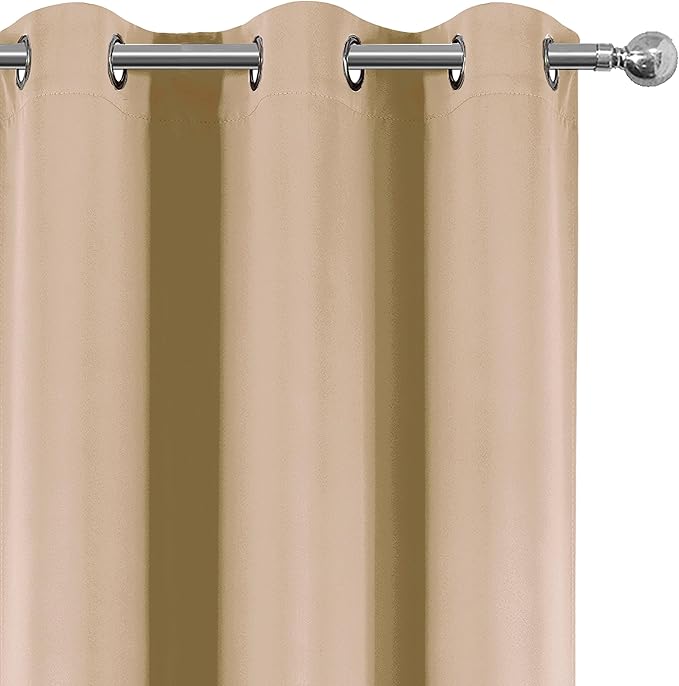 LEMOMO Blackout Curtains 42 x 63 Inch Beige Curtains 2 Panels Darkening Thermal Insulated Bedroom Curtains