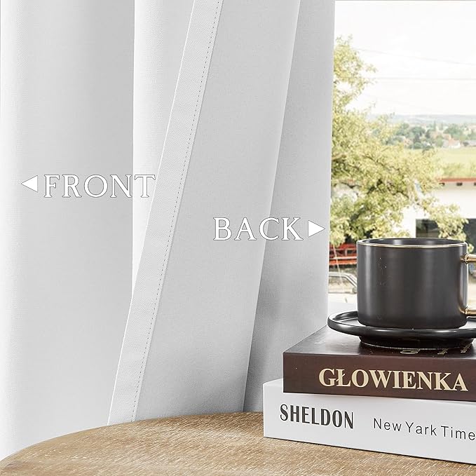 ChrisDowa 100% Blackout Pure White Solid Curtains 45 Inches Long 2 Panels for Bedroom Living Room,Farmhouse Room Darkening Thermal Insulated Soundproof Grommet Top Window Treatment Drapes,52x45