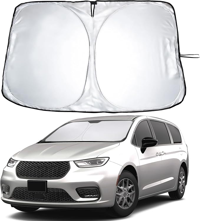 EcoNour Windshield Sun Shade Compatible for Chrysler Pacifica 2017–2026 | Custom Fit Minivan Front Window Sunshade | Foldable Heat & UV Reflective Sun Visor