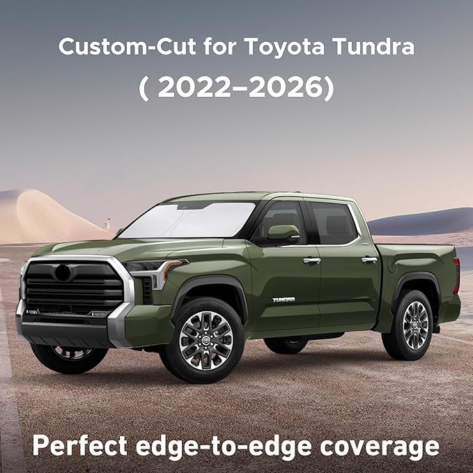 Econour Windshield Sunshade for Toyota Tundra 2022-2024 2025 2026, Sun Visor for Front Windshield & Window Sun Shade Cover, UV Heat Blocker & Protector, Car Accessories