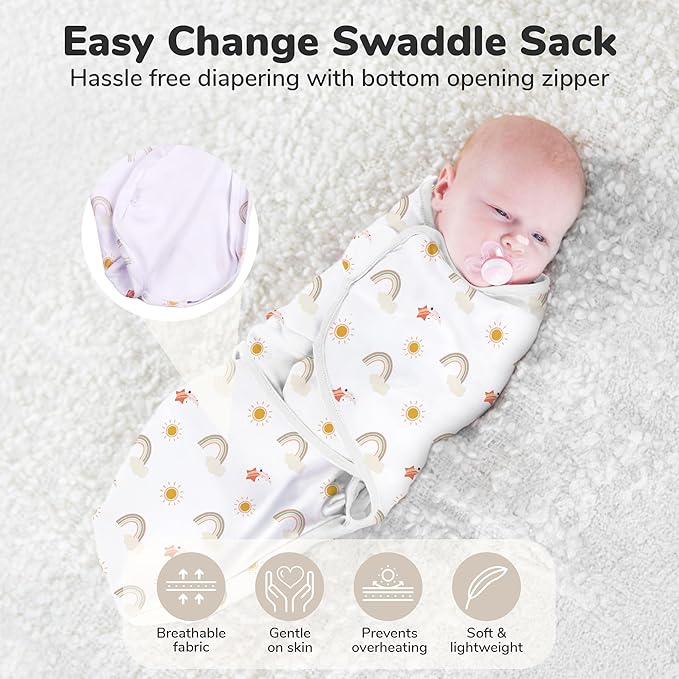Mama Cheetah Baby Swaddle Blanket with Zipper, Newborn Swaddle Sack, Baby Swaddles Sleep Sack 0-3 Months, Baby Swaddle Wrap for Baby Boy & Girl, 3-Pack
