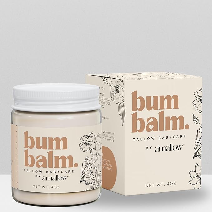 Amallow Baby Bum Balm – Organic Diaper Area Cream for Sensitive, Rash-Prone Skin – Petroleum & Fragrance-Free – Gentle Moisturizing Balm – 4 oz