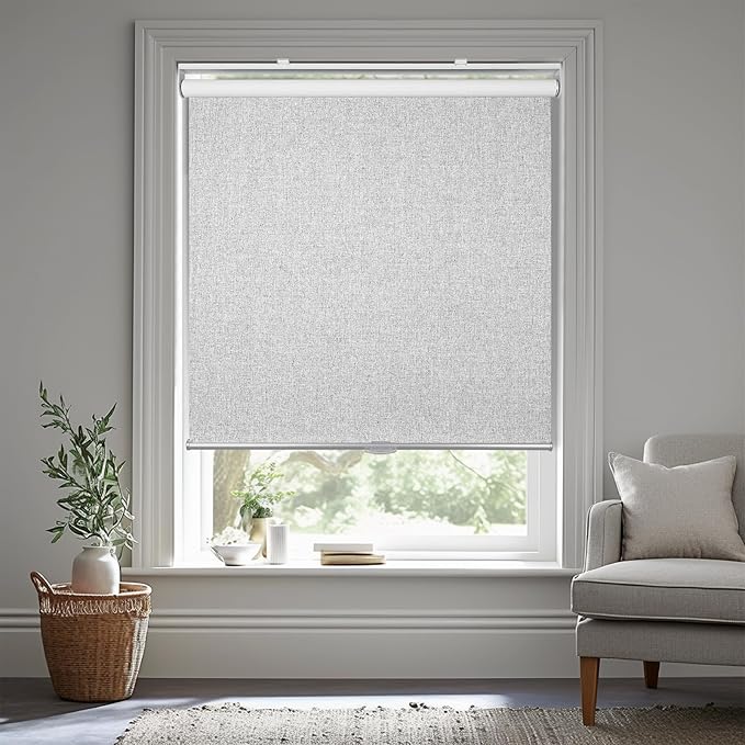 Homebox Cordless Blackout Roller Shades for Windows, 100% Room Darkening Blinds with Thermal Insulated Easy Install Spring System for Home, Living Room, Nursery (41" W x 72" H, Grey)