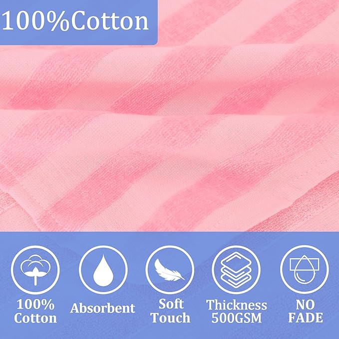 Toddler Bath Towels with Hood, Oversized (2-4Years,22"X22") Made from 100% Soft Cotton,Absorbent Hooded Poncho Towel for Baby Girl,Perfect for Pool | Swimming | Bath | Beach,Jacquard Pink Stripe