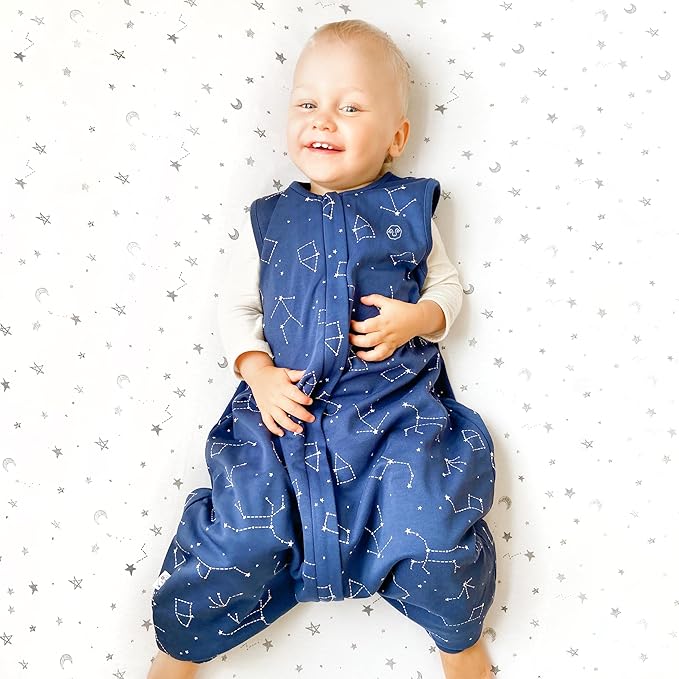 Woolino 4 Season Baby Sleep Bag Sack with Foot Opening, Merino Wool and Organic Cotton, Toddler Sleeping Bag, 3-4T, Night Sky