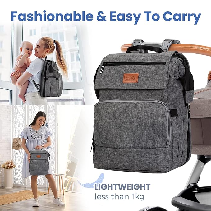 PILLANI Baby Diaper Bag Backpack - Large Bag for Boys & Girls, Waterproof Diaper Backpack - Travel Diaper Bags w/Changing Pad, Baby Registry Search & Shower Gifts - Essentials Must Haves Newborn Stuff