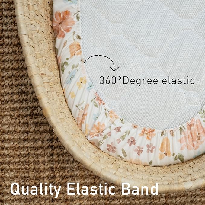 Gllquen Baby Bassinet Sheets 4 Pack, Breathable Cozy Fitted Mattress Sheet, Elastic Travel Crib Fashionable Pattern, Standard Cradle Safe Sheets for Baby Boys Girls 32"x16"(Pastoral Whispers)