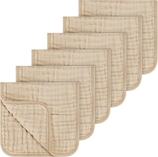 Accmor 6 Pack Muslin Burp Cloths 100% Cotton 20''x10'' Large Extra Soft and Absorbent Baby Burping Cloth for Boys Girls